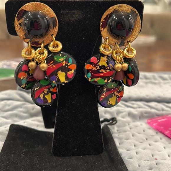 Vintage Lightweight Ikarami Handmade Designer Earrings-Boutique - Picture 5 of 7